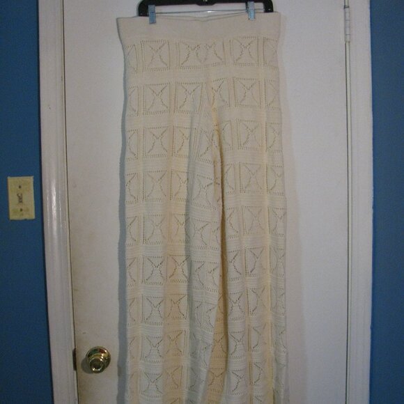 The Drop Pants - * The Drop Crochet Pants Large New NWT $59 Ivory Off White Wide Leg